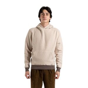 Knickerbocker The Hoodie Two-Tone Oatmeal Grey Cotton Pullover Sweatshirt‎ Men S
